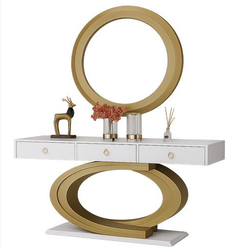 Aparador L1400 x L380 x A800 dourado + Branco glossy