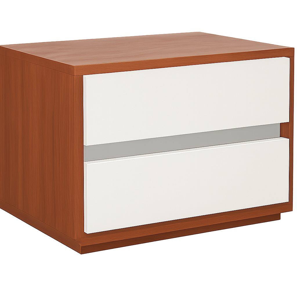 Mesa de Cabeceira- Branco glossy + Castanho- (esquerda) L590 x L400 x A460 