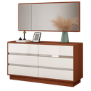 Aparador de quarto L1400 x L400 x A800 Branco glossy + Castanho