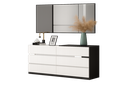 Aparador de quarto L1400 x L400 x A800 Branco glossy + castanho nogueira