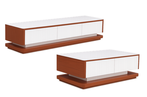 Rack de TV L2000 x L400 x A410 Branco glossy + Castanho
