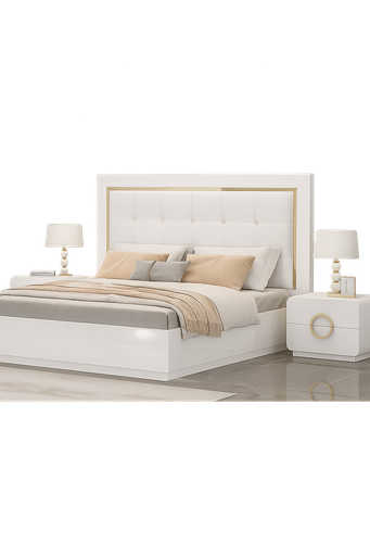 [90471-210DBWT/GD] Cama L2130 x L1930 x A1180 Branco glossy