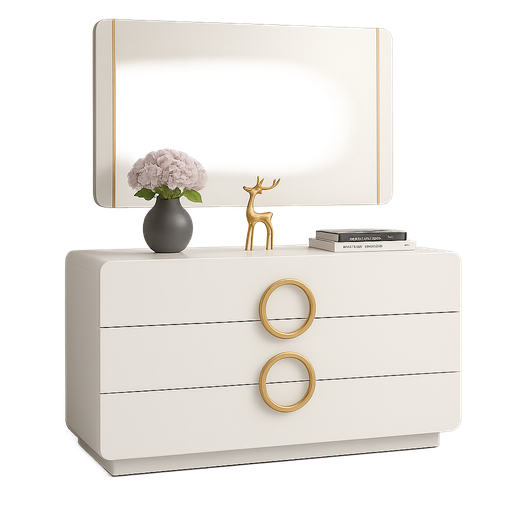 [90473-DGWT/GD] Aparador de quarto L1200 x L415 x A800 Branco glossy