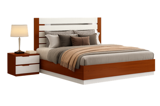 [90138-180-WBBR/WT] Cama L1870 x L2100 x A500 Branco glossy + Castanho