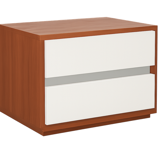 [90139L-NSBR/WT] Mesa de Cabeceira (esquerda) L590 x L400 x A460 Branco glossy + Castanho