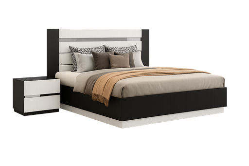 [90134-180-WBWN/WT] Cama L1870 x L2100 x A500 Branco glossy + castanho nogueira