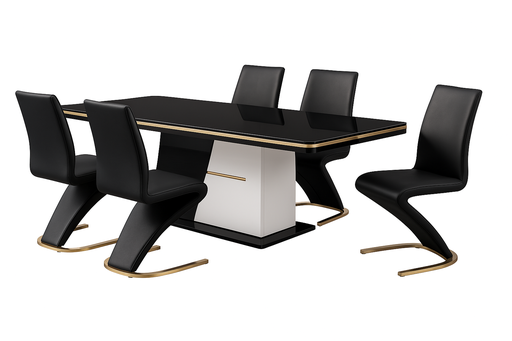 [99224DTL2010BK] Mesa de jantar L2000 x L1000 x A760 Preto glossy + branco glossy