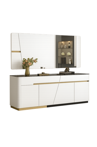 [99225-DNBK/WT] Armário sala de jantar L1800 x L400 x A800 Preto glossy + branco glossy