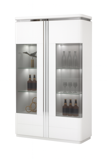 [90572-DPWTCH] Armário de exposição L1000 x L400 x A1900 Branco glossy + Cromo