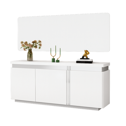 [90547-DNWT] Armário sala de jantar L1800 x L400 x A800 Branco glossy + Cromo