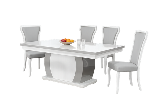 [99903ADTL2010GY] Mesa de jantar L2000 x L1000 x A750 Branco glossy + Cinza