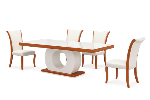 [90369DTL2010BR-WT] Mesa de jantar L2000 x L1000 x A760 Branco glossy + Castanho